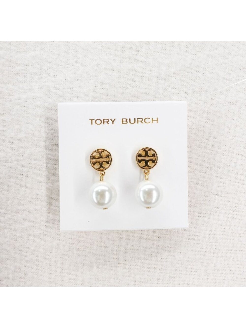 Tory Burch Miller Pearl Drop Earrings White/Gold OS